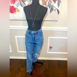 LOFT Blue Distressed Ankle Jeans